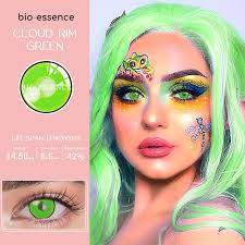 Bio-Essence Cosplay Color Lentes de Contato para Olhos, Acessórios Anime,  Rosa, Verde, Azul, 1 Par
