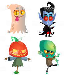Hello kitty wishes happy halloween. Set Of Halloween Characters Vector Cartoon Ghost Vampire Pumpkin Ghost Cartoon Halloween Cartoons Halloween Illustration