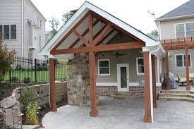 Open Porch Addition With Exposed Beams Outdoor Porch Front Porch Design Patio Design