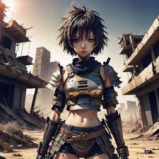 a cute half japanese schoolgirl half succubus in an apocalyptic landscape  - Playground