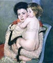 Grabados De Calidad Del Museo reine lefebvre sosteniendo un bebé desnudo,  1902 de Mary Stevenson Cassatt (