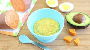 Egg Avocado Sweet Potato Baby Puree 6m Buona Pappa Recipe Baby Puree Recipes Baby Food Recipes Healthy Baby Food