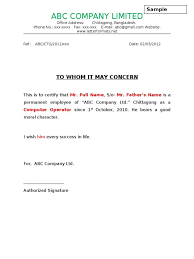 How to write a to whom it may concern letter templates. Whom May Concern Certificate Format Sample Certificate Format Letter Template Word Cover Letter Format