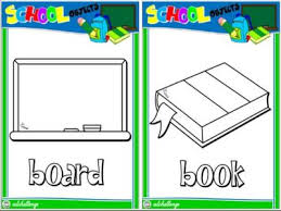 Classroom Objects Flashcards B W Version Graders Flashcards Teaching English