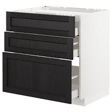 Metod Maximera El Bas Tbl Cui 3 Faces 3 Tiroirs Blanc Lerhyttan Teinte Noir 80x60 Cm Ikea