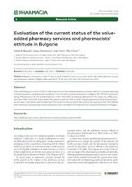Filling a prescription correctly, counseling a patient. Pdf Evaluation Of The Current Status Of The Value Added Pharmacy Services And Pharmacists Attitude In Bulgaria
