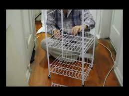 Whitmor 4 tier white wire closet shelves. Whitmor 3 Tier Small Wire Rolling Cart Assembly Youtube