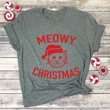 Meowy Christmas Shirt Funny Cat Shirt Cat Christmas Shirt Cat Lady Shirt Funny Xmas T Shirt Cat Shirts Funny Christmas Shirts Meowy Christmas Shirt