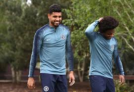 Emerson And Willian Of Chelsea During A Chelsea Training Session Chelsea Europa League Emerson