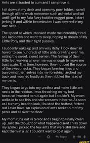 Ants are attracted to cum and I can prove it. I sit down at my desk