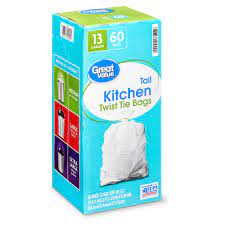We did not find results for: Great Value Tall Kitchen Twist Tie Bags 13 Gallon 60 Count Walmart Com Walmart Com