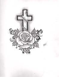 Hand drawn easter scene with. A Rose And A Cross Drawing By Marissa Mcalister