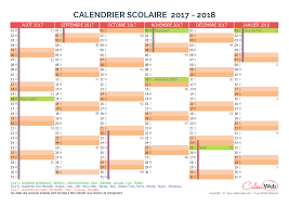 Les calendriers sont conçus pour l'année scolaire 2016/2017 et. Calendrier Scolaire Semestriel 2017 2018 Avec Affichage Des Jours Feries Et Vacances Scolaires Calenweb Com