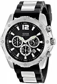 Guess Men S U0167g1 Sporty Silicone Metal Silver Tone Chronograph Watch Mens Watches Black Guess Watch Men Watches For Men
