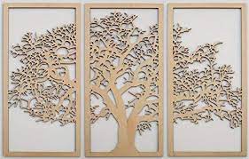 Amazon Com Tree Of Life 3d Maple 3 Panel Wood Wall Art Beautiful Living Room Decor S Carved Wood Wall Art Carved Wood Wall Art Decor Metal Tree Wall Art