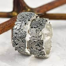 Nature Wedding Rings Couple Rings Leaf Wedding Bands Nature Inspired Ring Set Oak Leaf Ring Mens Wedding Band Silver Nature Wedding Ring Leaf Wedding Band Silver Wedding Bands