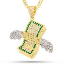 Gold karats in varieties of 10k, 14k, and 18k are available. Money With Wings Necklace Pendants King Ice King Ice