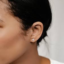 585 Real Gold Trinity Stud Earrings Delicate Ear Studs With Zirconia 14K  Gold Jewellery