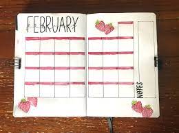 February 2020 Strawberries Monthly Overview Bullet Journal Inspiration Journal Journal Fonts