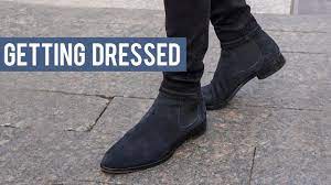 Making clothing less intimidating and helping you develop your own style. Wearing Black And Navy Chelsea Boots With Denim Jeans Getting Dressed Step By Step 23 Youtube