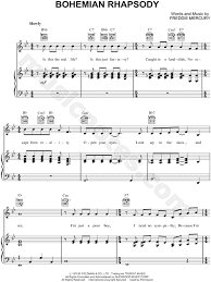Queen Bohemian Rhapsody Sheet Music In Bb Major Transposable Download Print Sheet Music Piano Sheet Music Free Easy Piano Sheet Music