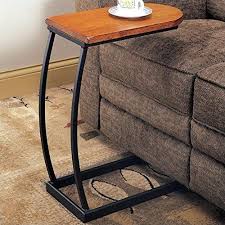Coaster Snack Table With Metal Base In Distressed Oak Sofa Table Sofa End Tables Sofa Snack Table