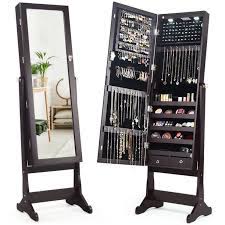 White wardrobe with mirror *see offer details. Costway Lockable Mirrored Jewelry Cabinet Armoire Organizer Storage W Stand Led Lights Walmart Com Walmart Com