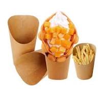 Egg Puff Waffle French Fries Chips Scoop Ice Cream Snacks Kraft Paper Cup Paper Bucket