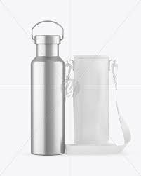 Download Metallic Water Bottle W Case Mockup In Bottle Mockups On Yellow Images Object Mockups PSD Mockup Templates