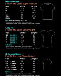 Fruit Of The Loom Ladies T Shirt Size Guide Coolmine