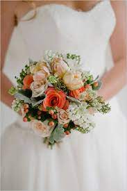 Only professionals are able to choose a proper bouquet, for example coral and gold wedding bouquets. Romantic Mint Peach And Gold Wedding Ideas Bridal Bouquet Peach Coral Wedding Colors White Bridal Bouquet