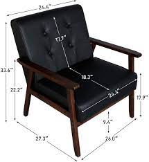 The material is good and good looking with nail trim and light wooden legs. Buy Mid Century Retro Modern Accent Chair Wooden Arm Upholstered Tufted Back Lounge Chairs Seat Size 24 4 18 3 Deep Square Leg Black Online In Turkey B07mjqby1c
