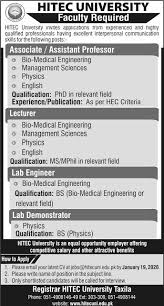 Lecturer Jobs In Hitec University Lecturer Jobs In Hitec University Hitec Has Announced Latest Jobs In Teaching Engineering Management Lecture Medical Jobs