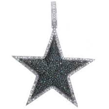10k White Gold Genuine Blue Diamond Dallas Cowboys Star Logo Pendant 1 3 4 Ct 2
