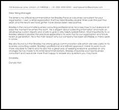 Consultant Recommendation Letter Example Letter Samples Templates