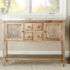 Retro style console table sideboard cabinet buffet table console table dining server with drawers storage cabinet open shelf for hallway, foyer, furniture, aqua smoke. Oak Wood Finish Dining Room Sideboard Buffet Console Table Cabinet