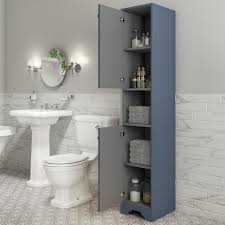 Explore benjamin moore's premium paint colors and products for your next interior or exterior project. Traditional Tall Boy Bathroom Cabinet Doors Shelves Matt Blue Baxenden Better Bathrooms
