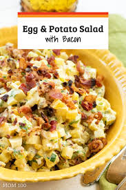 The Best Egg And Potato Salad With Bacon Who Is The Genius Who Conceived Of Mixing Egg Salad And Bacon Potato Salad Bacon Recipes Salad Recipes With Bacon