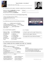 Shawn Mendes Song In My Blood English Esl Worksheets For Distance Learning And Physical Classrooms Voice, song, art of singing; shawn mendes song in my blood
