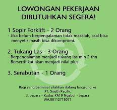 Informasi lowongan kerja terbesar di jepara. Lowongan Kerja Pt South Pacific Jepara Juli 2018 Lowongan Kerja Jepara Dan Sekitarnya 2018