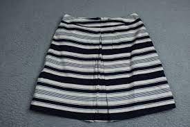 Valerie Bertinelli Skirt Womens 6 Blue Striped A Line Rear Zip Career Lined  Knee | eBay