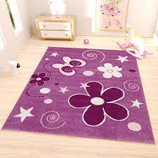 Pink stehst und für das kinderzimmer deine tochter einen besonders kräftigen farbtupfer suchst. Kinder Teppich Lila Blumen Sterne Schmetterling I6566 Vimoda Homestyle