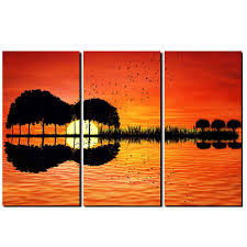 Ditulis oleh habibie june 26, 2018. Babydream1 3 Pcs 40 X 60cm Canvas Wall Art Hd Printed Guitar Tree Lake Sunset Painting Room Decor Print Picture Walmart Canada