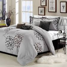 Black And Gray Comforter Set Queen Queen Size 8 Piece Comforter Set In Silver Gray Black Brown Floral Comforter Sets Queen Comforter Sets Bedding Sets