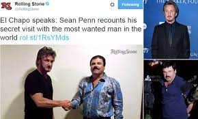 Actor sean penn shakes hands with mexican drug lord joaquin chapo guzman in mexico, in this undated rolling stone handout photo obtained. Sean Penn Under Investigation After Meeting With El Chapo Guzman In Mexico Daily Mail Online