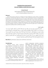 Pdf Pendekatan Komunikatif Dalam Pembelajaran Bahasa Arab