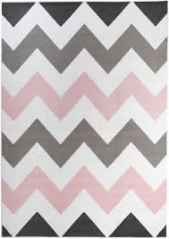 60 x 100 cm (b x l) verleiht jedem raum im handumdrehen eine wohnliche atmosphäre. Pimky Teppich Kurzflor Rosa Weiss Grau Modern Zig Zag Design Tapiso Teppiche Online