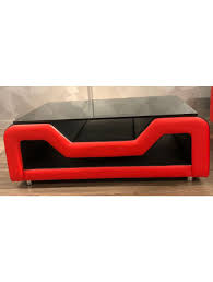 Outdoor patio pe wicker 5 piece furniture set, black rattan sectional conversation sofa chair with coffee table, red cushion. Lexington6 Coffee Table