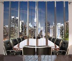 Protection against harmful sun rays to support curtains are a significant window treatment offering as a modern, affordable, and functional way to. Modern Decor Curtains 2 Panels Set Business Office Conference Room Table Chairs City View At Dusk Realistic Window Drapes For Living Room Bedroom 108w X 84l Inches Grey Black Blue By Ambesonne