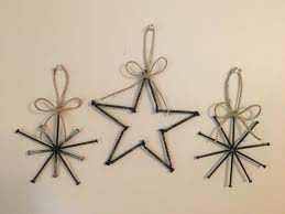 Welded Metal Art Christmas Ornaments Star Snowflake Set Etsy Metal Art Welded Metal Tree Wall Art Welding Art